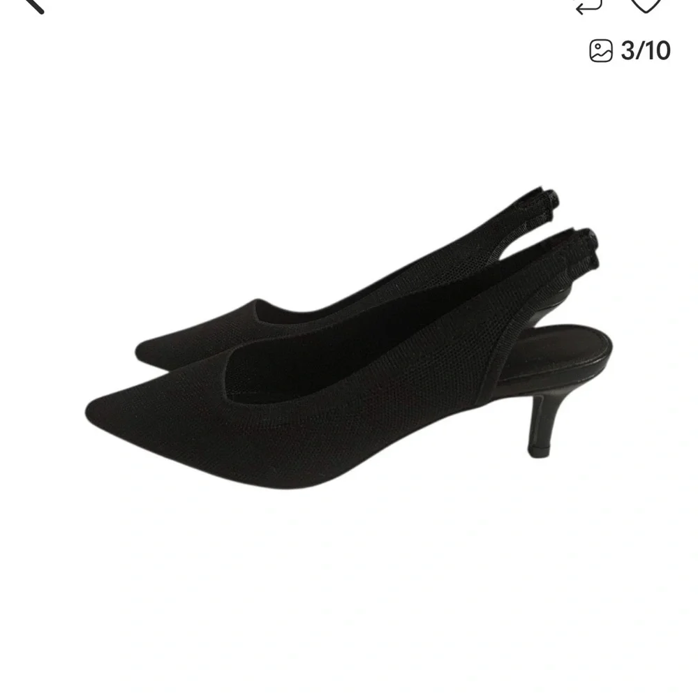 French Connection Black Textured Slingback Heels - Picture 2 of 2